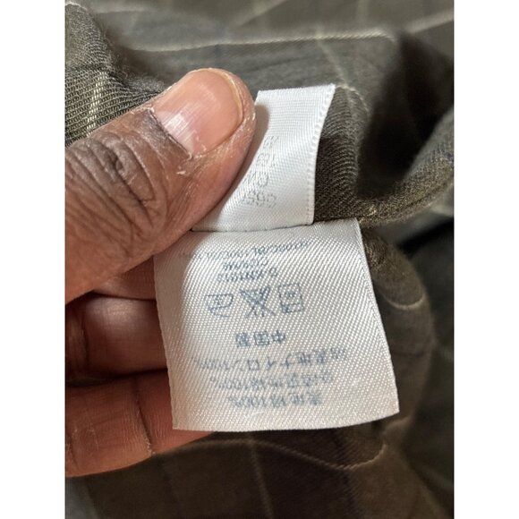 Lands End Mens Cotton Jacket L Navy & Brown Plaid Lining Button-Up Made In China - Picture 7 of 12